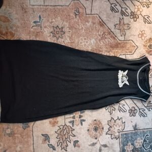 Black Sleeveless Dress with Embroidered Detail